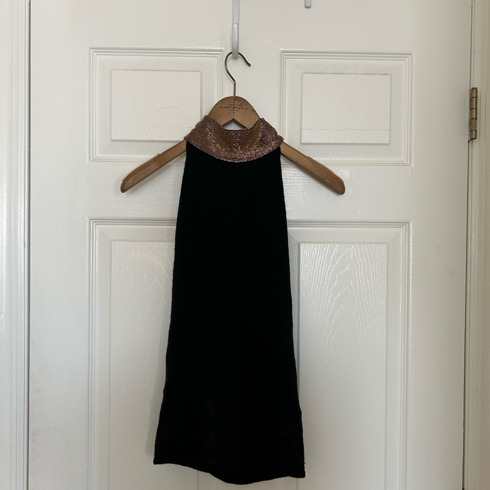 Cashmere beaded Ralph Lauren black label halterneck